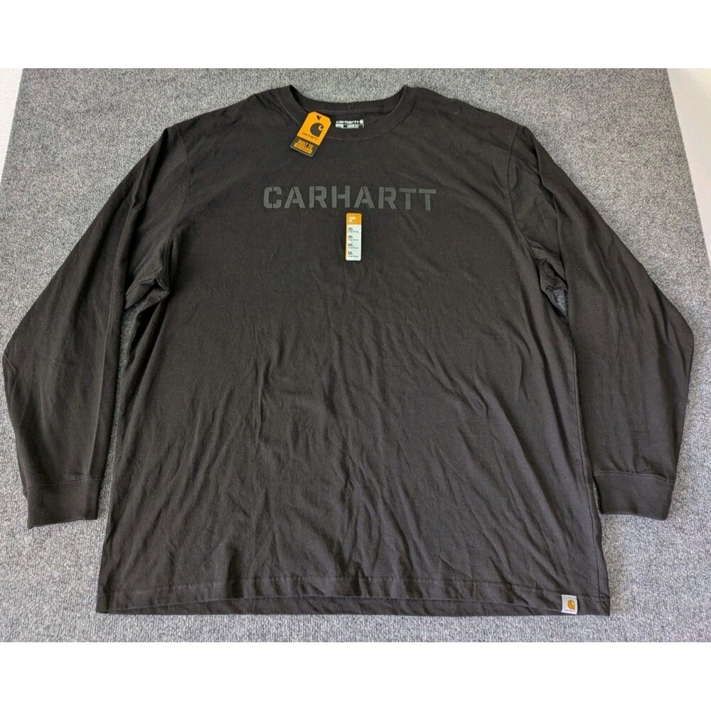 Carhartt Loose Fit Heavyweight Long Sleeve Logo Graphic Tshirt Black Men 2XL NWT